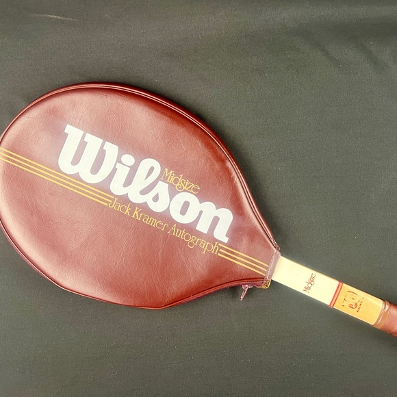 vintage La raquette de tennis Wilson en bois avec autographe